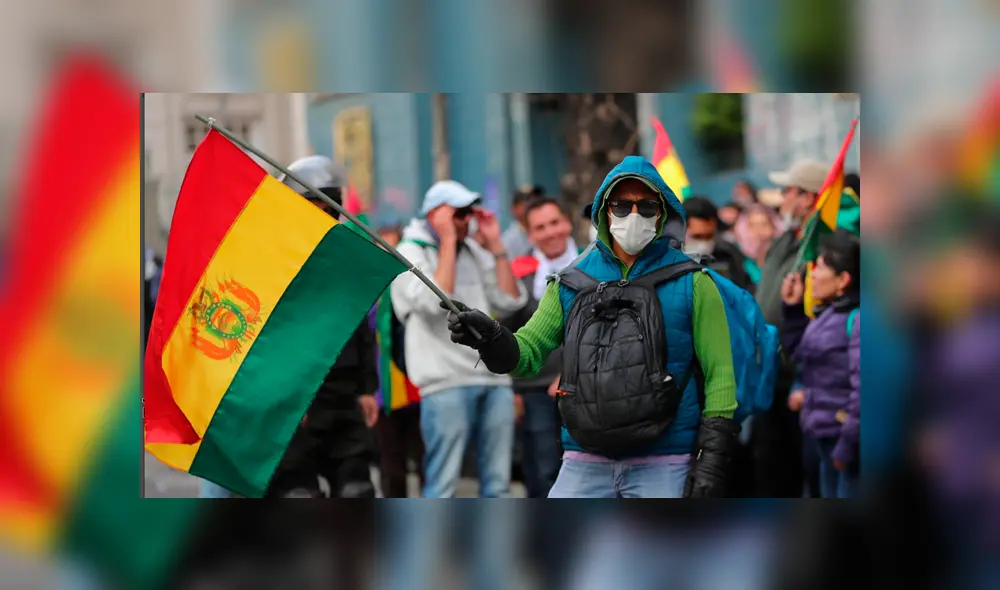 Uno de los miles de manifestantes que salen a diario a protestar en Bolivia.