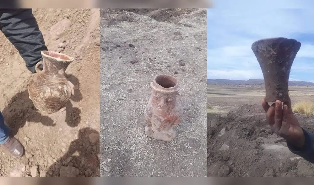Vasijas Pre Incas fueron halladas en la zona de Jochi San Francisco en Coata - Puno. Foto: Cortesía. Vasijas Pre Incas fueron halladas en la zona de Jochi San Francisco en Coata - Puno. Foto: Cortesía.