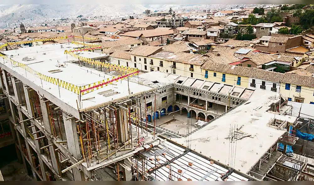 Construcción. Edificio de siete pisos y dos sótanos afectó andenes y muros incas en la céntrica calle Saphy de Centro Histórico.