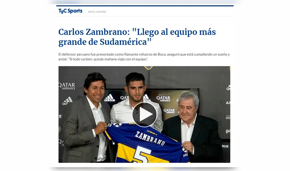Boca Juniors ficha a Carlos Zambrano: prensa argentina informa sobre la llegada del peruano. Boca Juniors ficha a Carlos Zambrano: prensa argentina informa sobre la llegada del peruano.