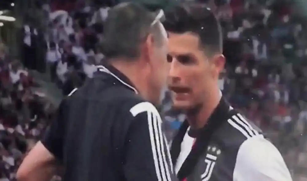 La discusión entre Cristiano Ronaldo y Maurizio Sarri. La discusión entre Cristiano Ronaldo y Maurizio Sarri.