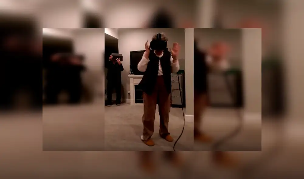 Facebook viral: piden a su abuela que se coloque casco de realidad virtual y resultado hace reír [VIDEO]