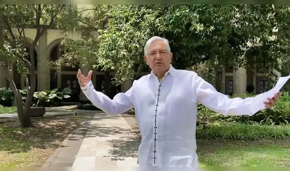 López Obrador transmitió su mensaje desde el Jardín de la Emperatriz del Palacio Nacional. Foto: Captura. López Obrador transmitió su mensaje desde el Jardín de la Emperatriz del Palacio Nacional. Foto: Captura.