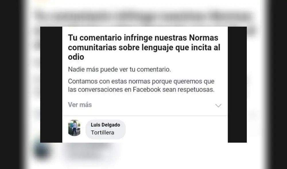 La palabra "tortillera" es considerada por Facebook como una expresión que "incita al odio".