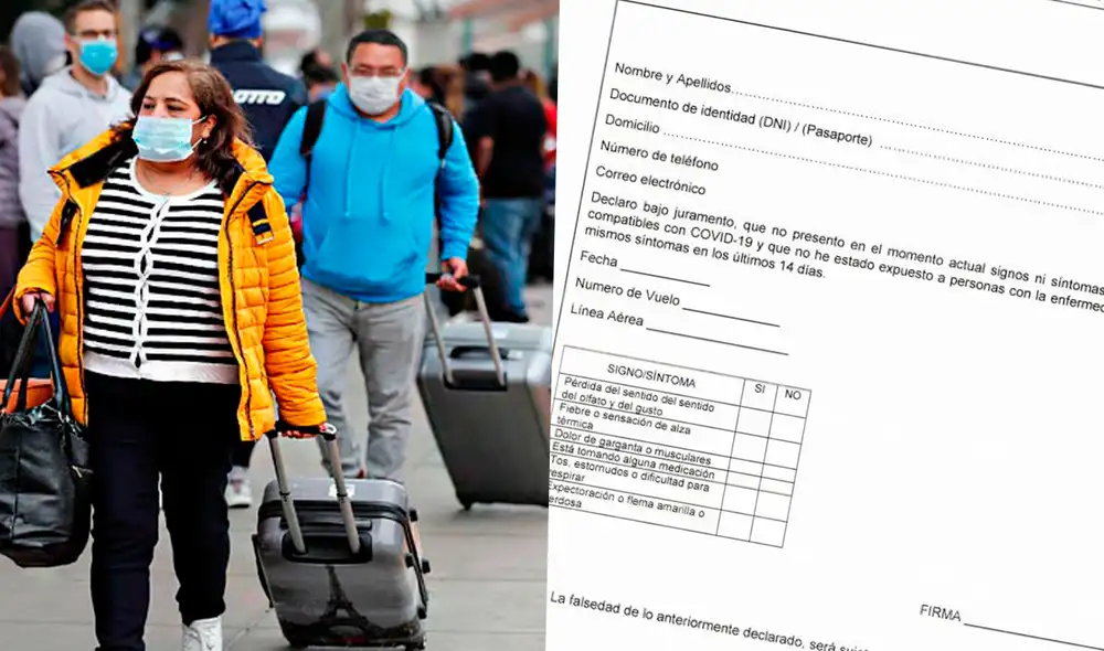 Los viajeros nacionales que desean desplazarse en un avión deberán consignar su buen estado de salud. Foto: composición La República / MTC Los viajeros nacionales que desean desplazarse en un avión deberán consignar su buen estado de salud. Foto: composición La República / MTC