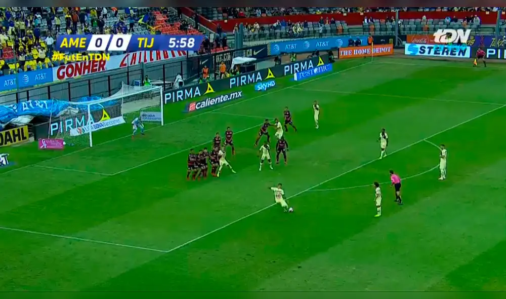 América vs Tijuana: Emanuel Aguilera puso el 1-0 con golazo de tiro libre [VIDEO]