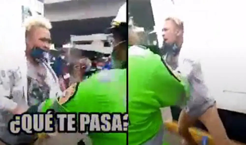 Policía fue víctima de agresión por parte de motociclista en La Victoria. Créditos: ATV. Policía fue víctima de agresión por parte de motociclista en La Victoria. Créditos: ATV.