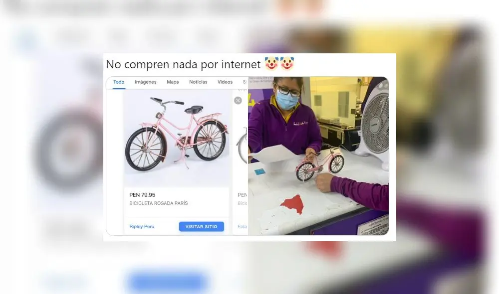 La joven olvidó leer la descripción del producto y recibió un adorno. Foto: Captura/Facebook/Twitter La joven olvidó leer la descripción del producto y recibió un adorno. Foto: Captura/Facebook/Twitter