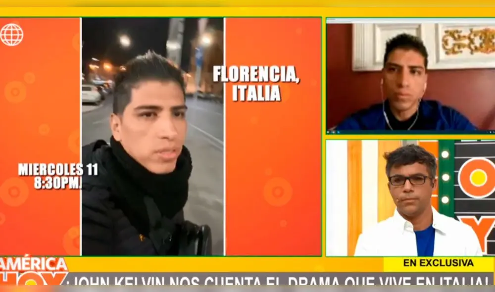 John Kelvin declara en exclusiva desde la cuarentena en Italia. Foto: Captura. John Kelvin declara en exclusiva desde la cuarentena en Italia. Foto: Captura.
