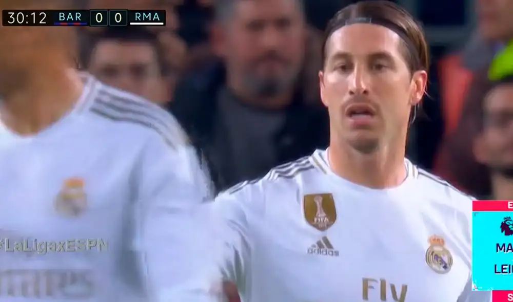 Sergio Ramos evitó el gol de Lionel Messi en el Barcelona vs. Real Madrid por la fecha 10 de la Liga Santander. | Foto: ESPN 2