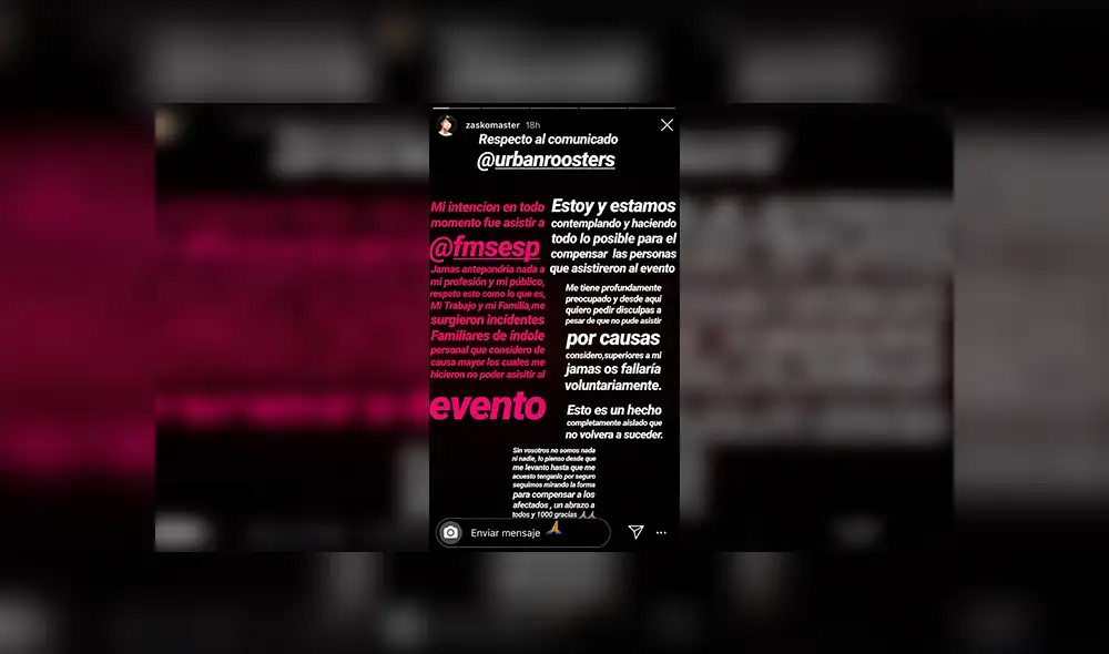 Zasko: “Mi intención en todo momento fue asistir a la FMS”