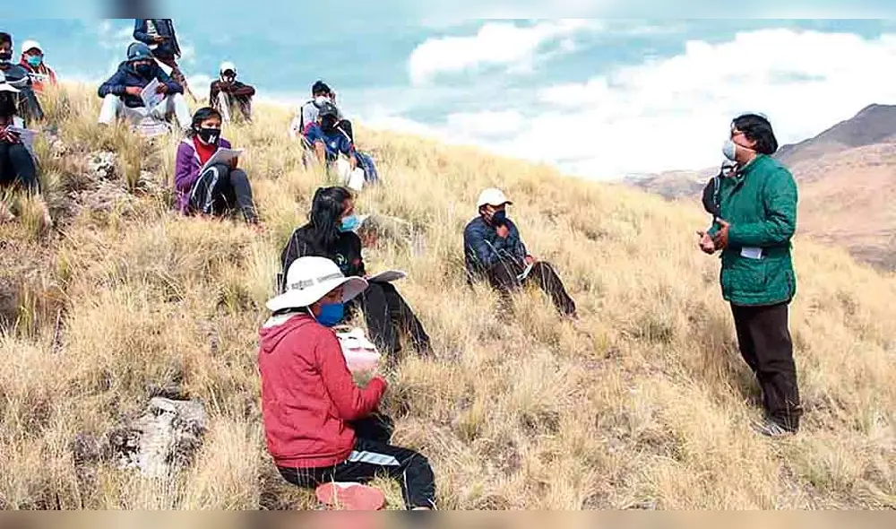 ayuda. Estudiantes suben a cerros para poder captar señal y sintonizar Aprendo en Casa.