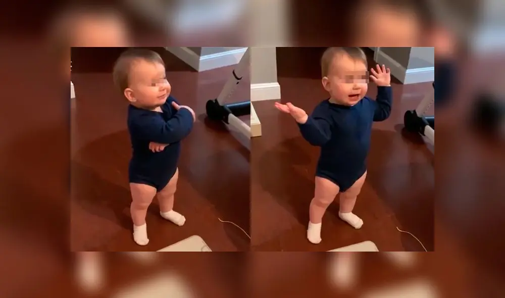 Desliza las fotografías para ver la peculiar escena que protagonizó un bebé y su papá. Foto: Captura/Newsflare