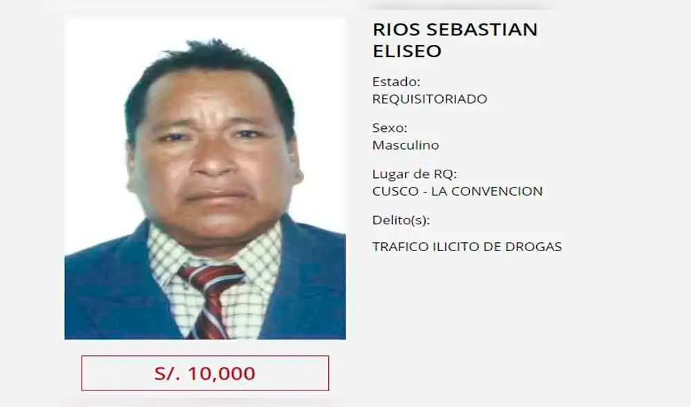 Eliseo Ríos Sebastian están en lista de los más buscados. Fuente: Programa de Recompensas.