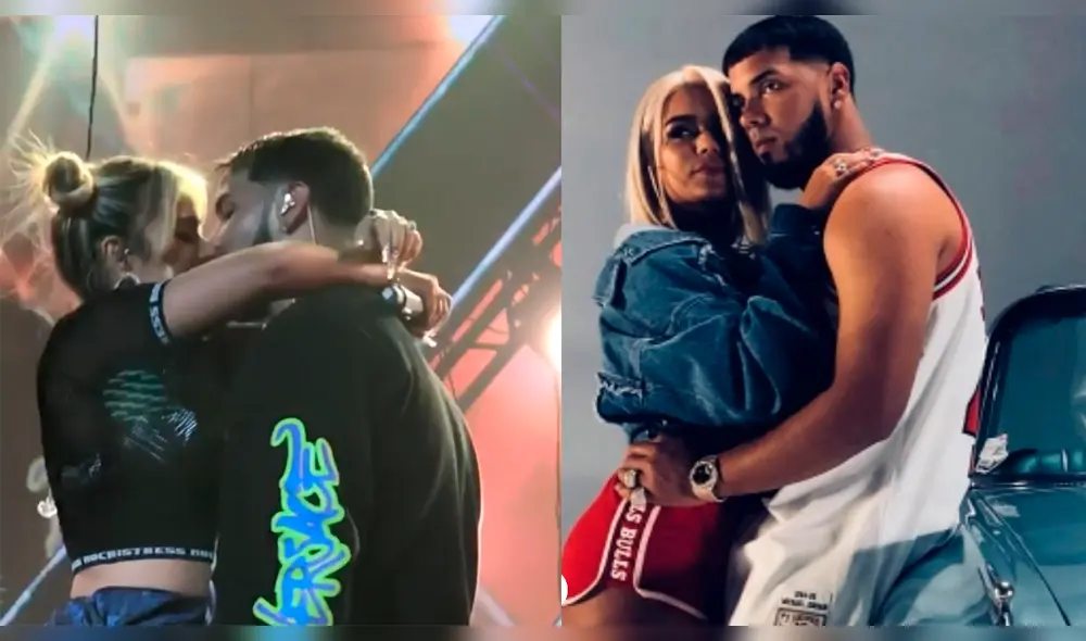 Karol G y Anuel AA se dan apasionado beso durante show y fans gritan de emoción [VIDEO]