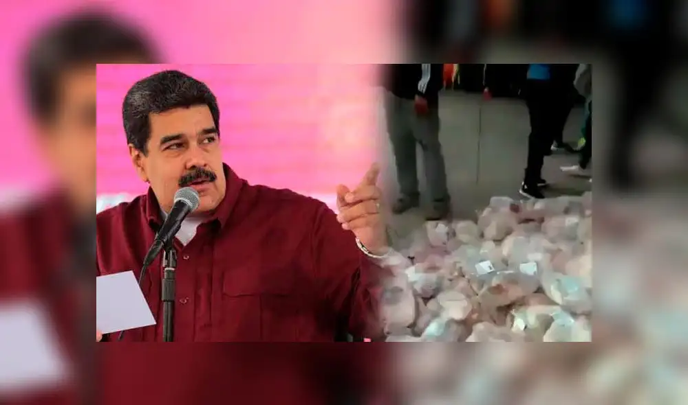 El régimen de Maduro entregó a diferentes comunidades los 13 500 pedazos de carne de cerdo. Foto: composición
