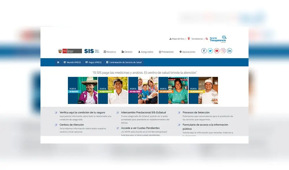 SIS: Planes de seguro. Foto: captura web SIS.