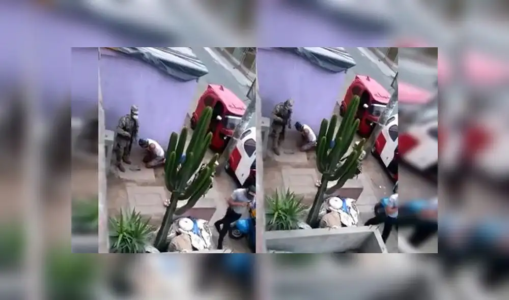 Militar se dispara con arma. Foto: Captura video. Militar se dispara con arma. Foto: Captura video.