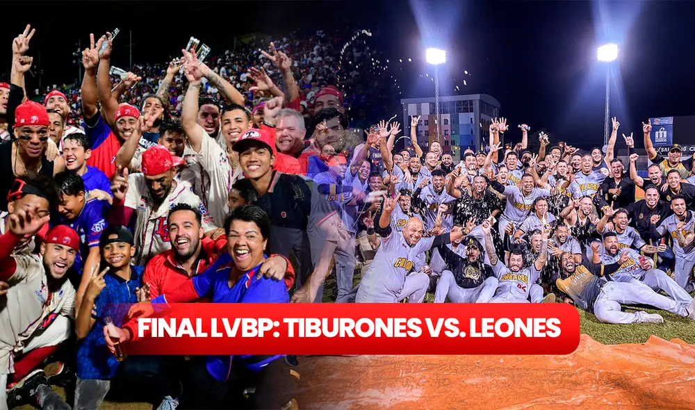 Tiburones de la Guaira y Leones del Caracas son los finalistas para la LVBP tras sus victorias. Foto: Composición LR / Twitter / @tiburones_net / @leones_cbbc