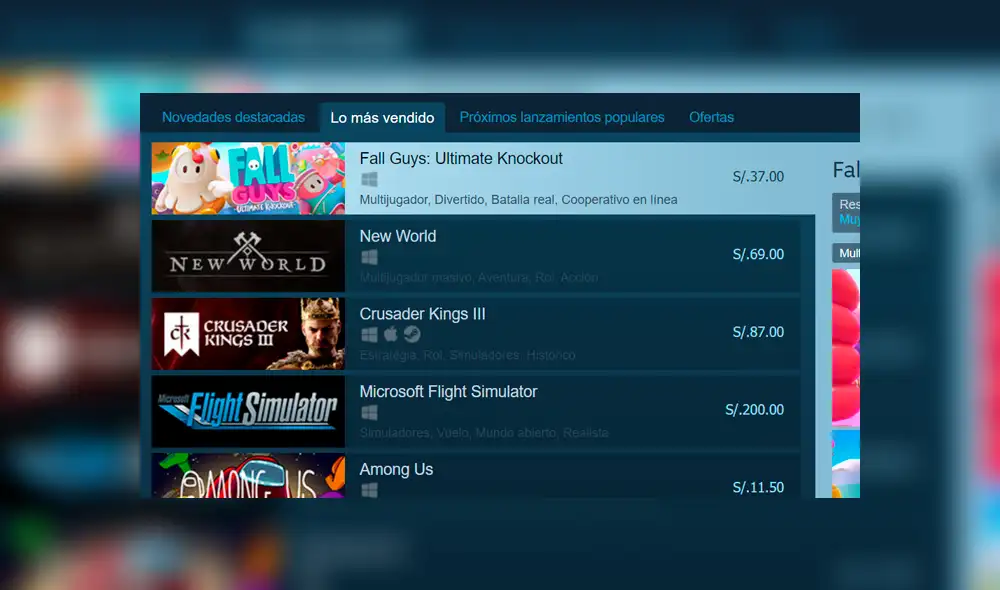 Y sigue manteniéndose en la cima de las ventas de Steam. Imagen: Steam.