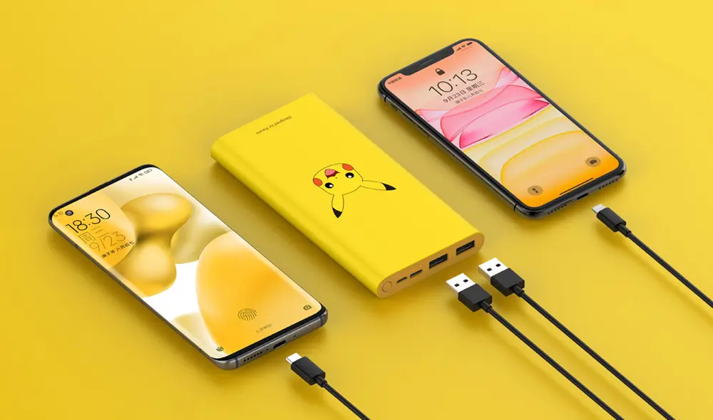 El Mi Power Bank 3 Pikachu Edition puede cargar dos dispositivos a la vez. Foto: Xiaomi