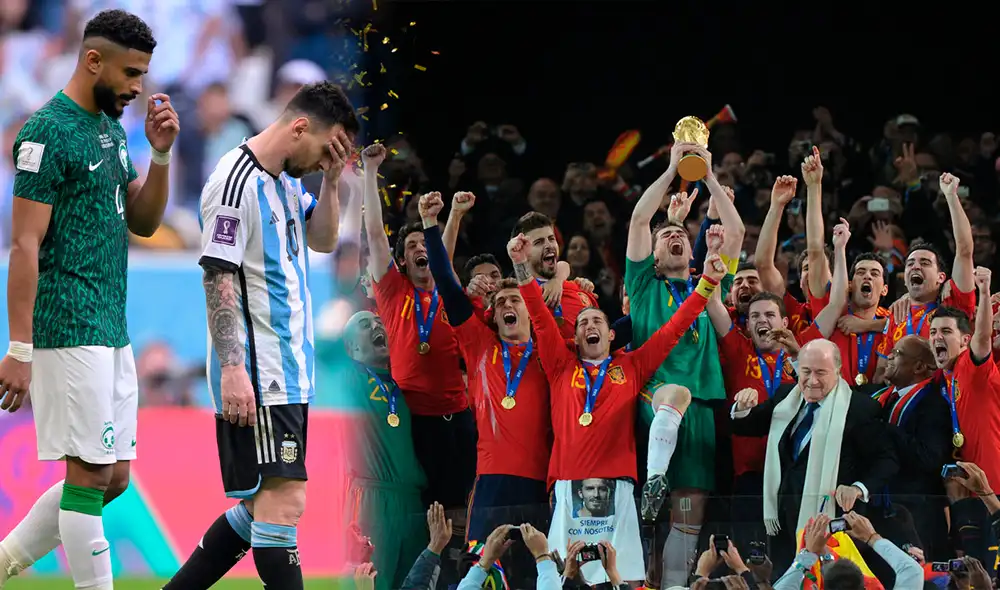 España es la única selección que campeonó en una Copa del Mundo, tras haber perdido en su primer partido. Foto: composición de La República/AFP España es la única selección que campeonó en una Copa del Mundo, tras haber perdido en su primer partido. Foto: composición de La República/AFP