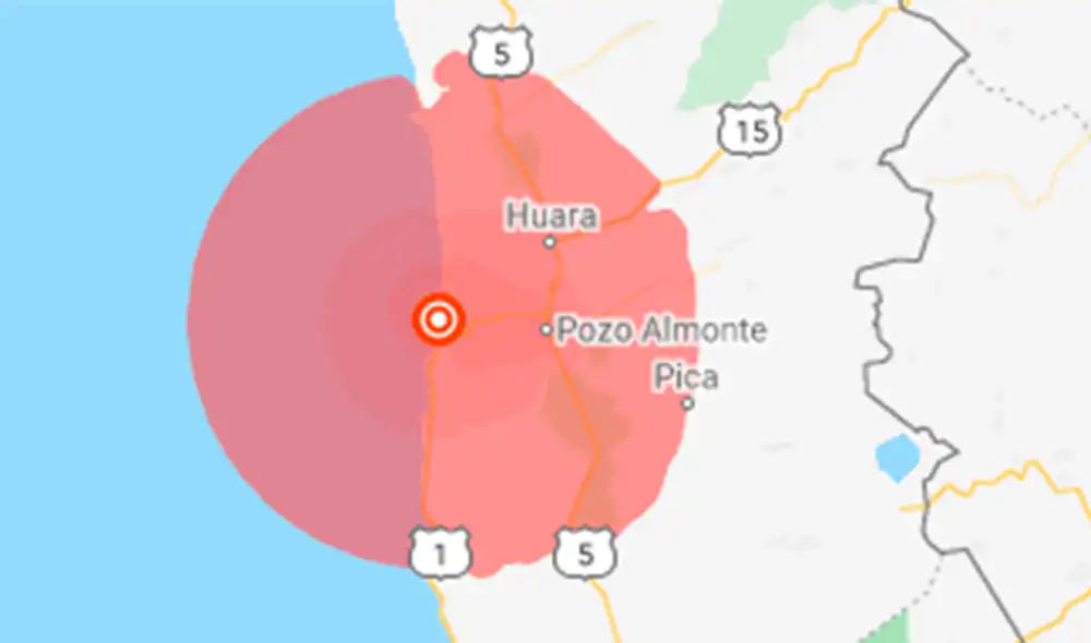 El sismo tuvo lugar en el norte de Chile. Captura Google Maps.