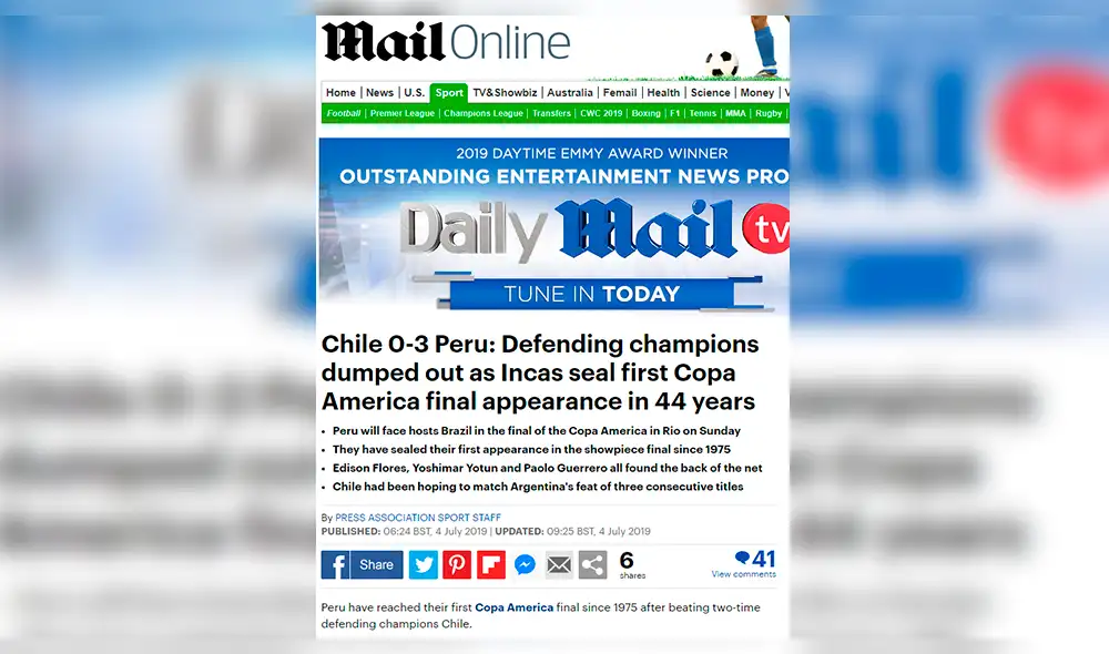 Así reaccionaron los medios internacionales tras la goleada de Perú a la selección chilena