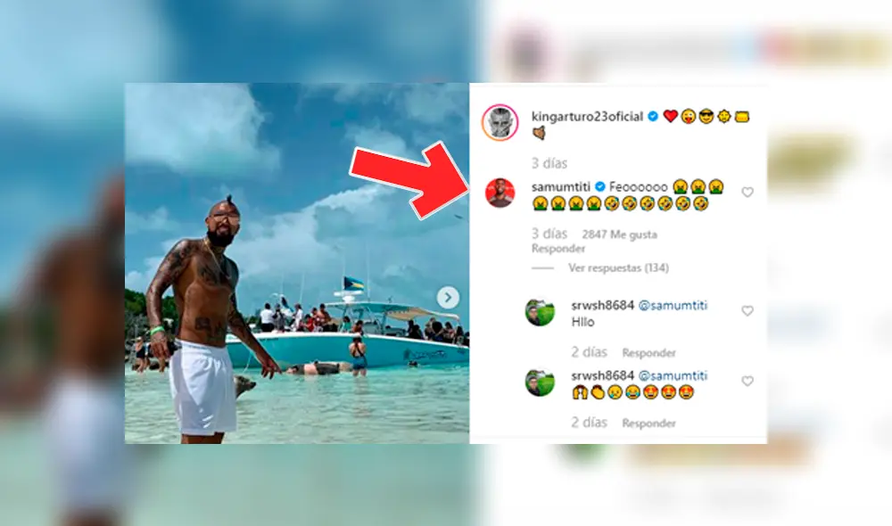 Arturo Vidal publicó en Instagram unas fotos de sus vacaciones sin imaginar que sería troleado por su compañero Samuel Umtiti.