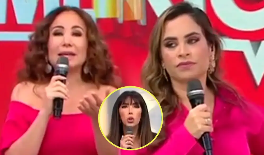 Edson Dávila aprovechó para recordarle a Janet Barboza la baja nota que Nicole Akari le puso a la vestimenta que lle´vo a la boda de Valeria Piazza. Foto: composición/captura América TV