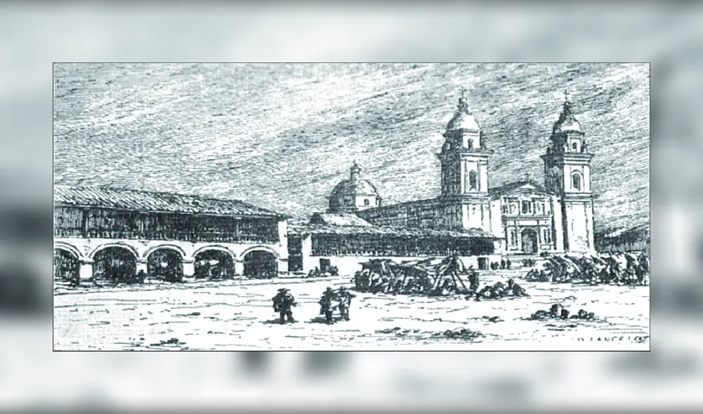 Grabado de época sobre la ciudad de Jauja, enla sierra central.