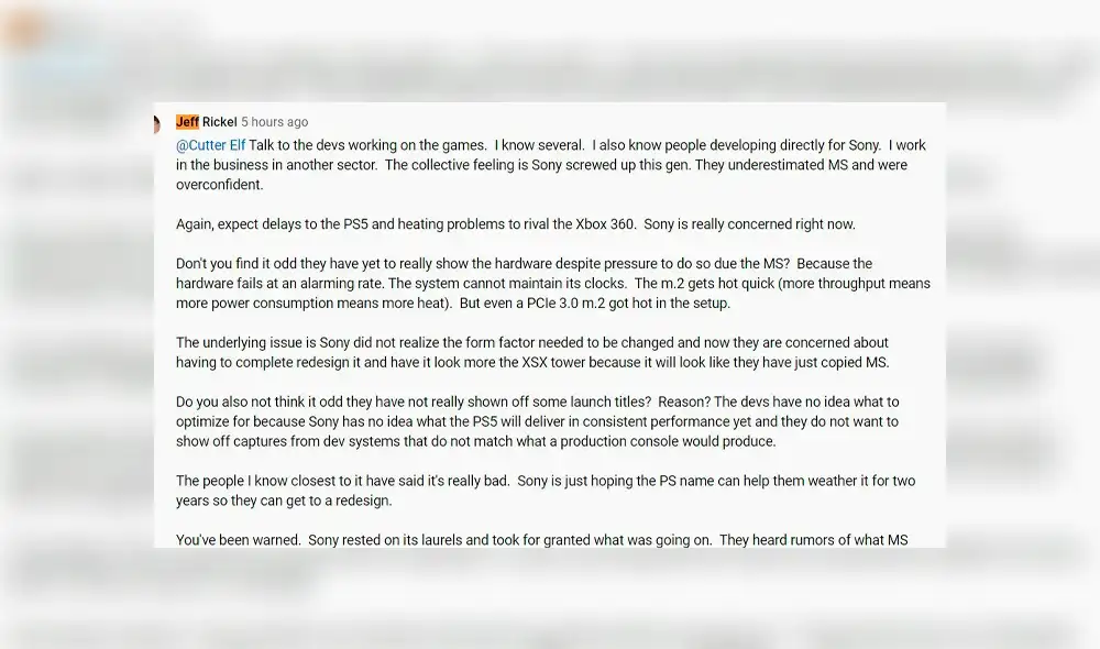 El terrible reporte que señala el recalentamiento de PS5. Lee la traducción en la nota.