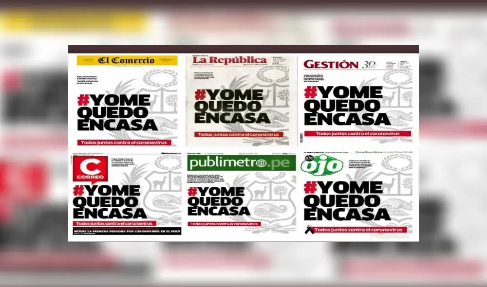 Diarios peruanos se unen ante el coronavirus: #YoMeQuedoEnCasa [FOTOS]