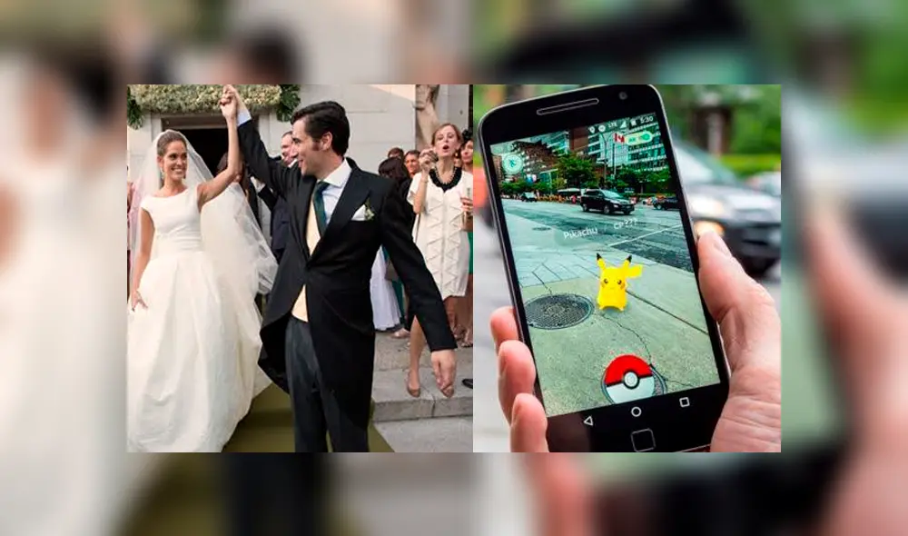 Pareja de esposos son sorprendidos jugando Pokémon GO en su matrimonio.