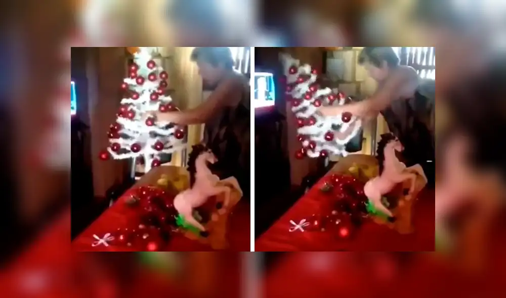 Facebook viral: abuela pierde la paciencia al no poder acomodar el árbol de Navidad y lo destruye [VIDEO] 