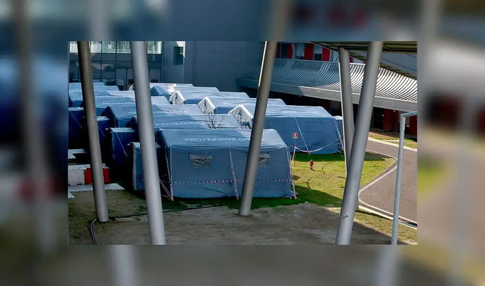 Vista del hospital de Schiavonia, cerca de Padova, donde realizan pruebas de coronavirus. Foto: EFE