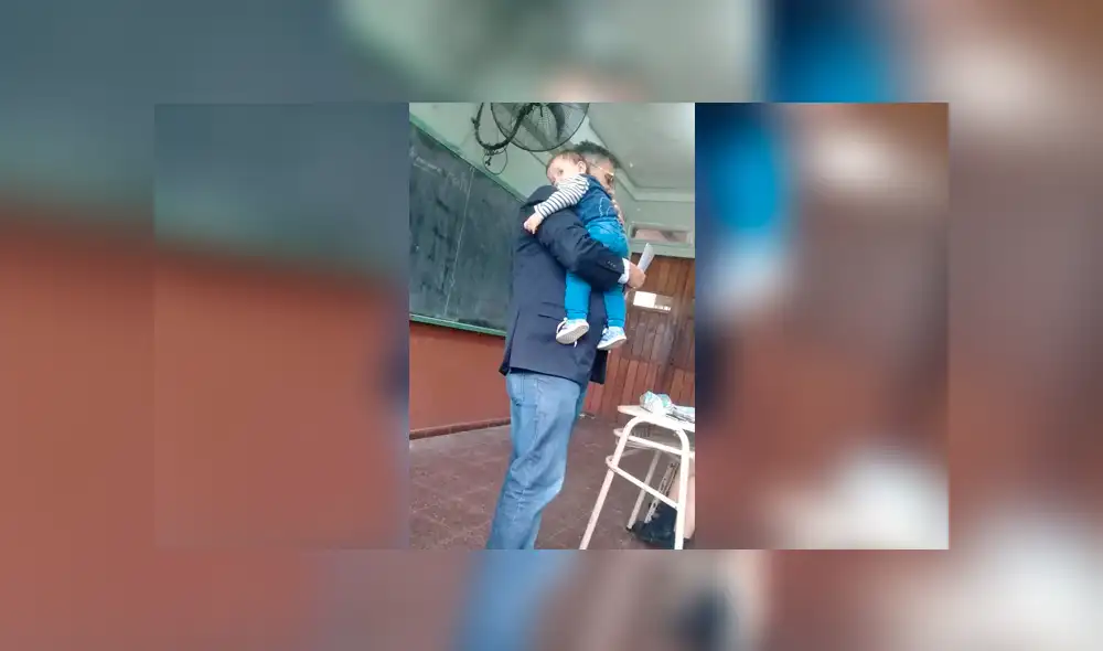 Facebook viral: profesor que dictó clases cargando al bebé de una alumna es admirado en redes [FOTOS]