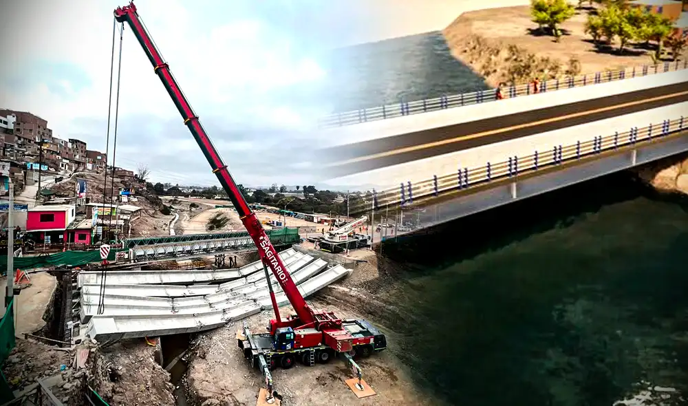 Puente Lurín: dos estructuras se desplomaron y dos obreros resultaron heridos. Foto: composición Gerson Cardoso/LR/Raúl Egúsquiza /URPI - LR/MML