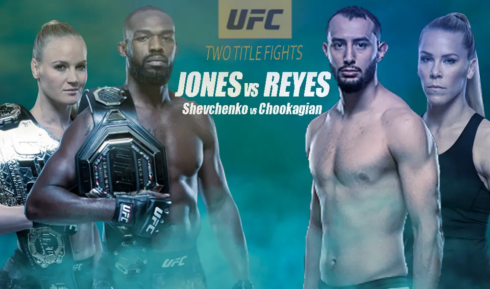 UFC 247 se desarrollará este sábado 8 de febrero con dos peleas estelares. Jon Jones (campeón peso semipesado) y Valentina Shevchenko (campeona peso mosca) defenderán sus títulos ante Dominick Reyes y Katlyn Chookagian, respectivamente. UFC 247 se desarrollará este sábado 8 de febrero con dos peleas estelares. Jon Jones (campeón peso semipesado) y Valentina Shevchenko (campeona peso mosca) defenderán sus títulos ante Dominick Reyes y Katlyn Chookagian, respectivamente.