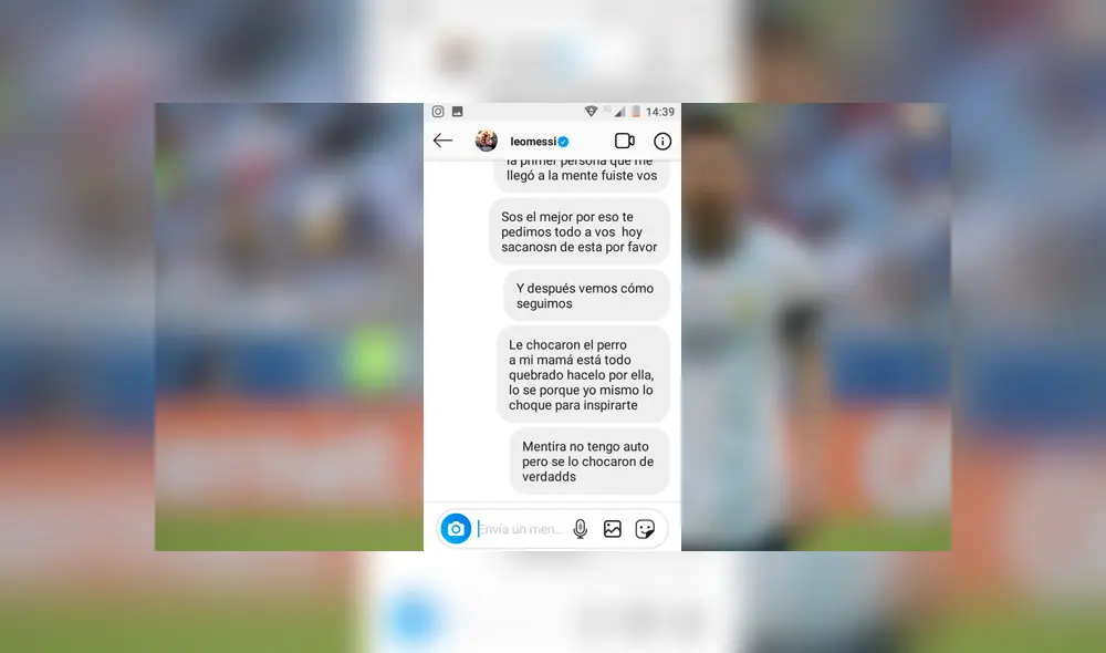 Un hincha en estado de ebriedad asegura que habló con Lionel Messi por Facebook y "muestra" pruebas. Un hincha en estado de ebriedad asegura que habló con Lionel Messi por Facebook y "muestra" pruebas.