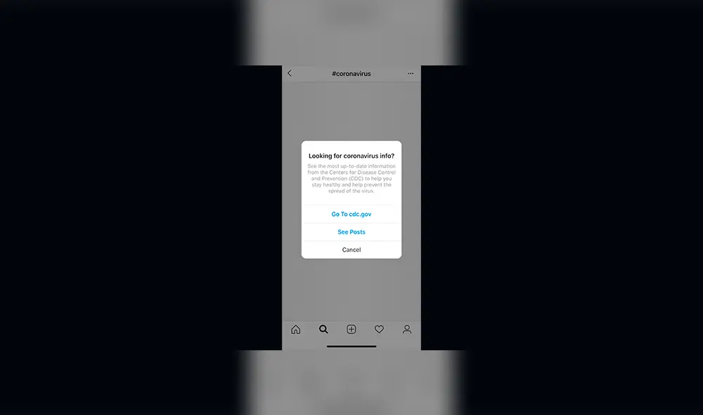 Si los usuarios buscan información relacionada al COVID-19 en Instagram, se los derivará a la web de los Centros de Control y Prevención de Enfermedades.