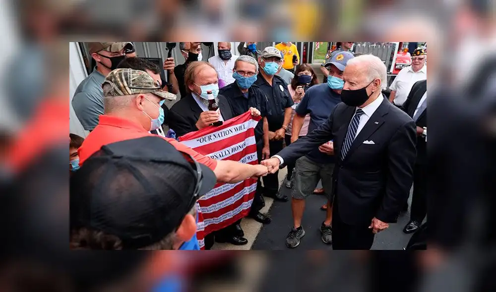 Joe Biden estuvo el viernes 11de septiembre en Shanksville, una localidad en Pensilvania, otro estado clave en las elecciones presidenciales de Estados Unidos. Foto: AFP