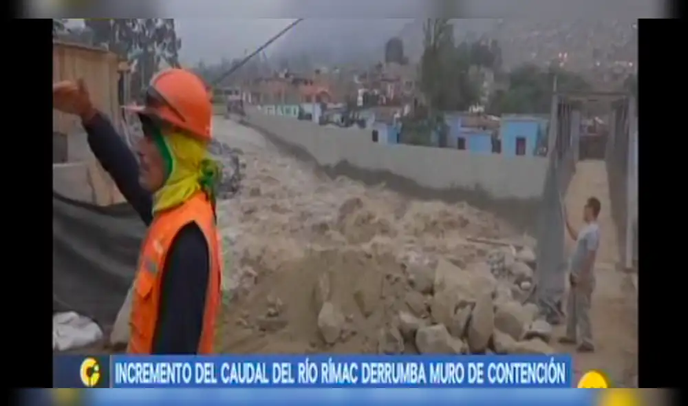 Chosica: incremento de caudal del río Rímac derrumba muro de contención Chosica: incremento de caudal del río Rímac derrumba muro de contención