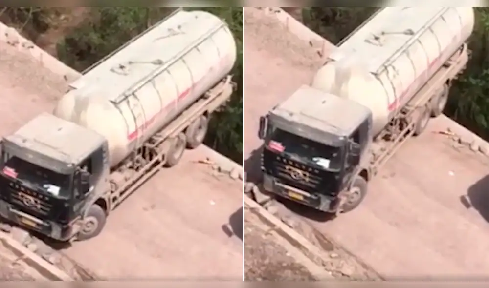 Vía Facebook: Temeraria maniobra de conductor lo salva de caer a un abismo [VIDEO]