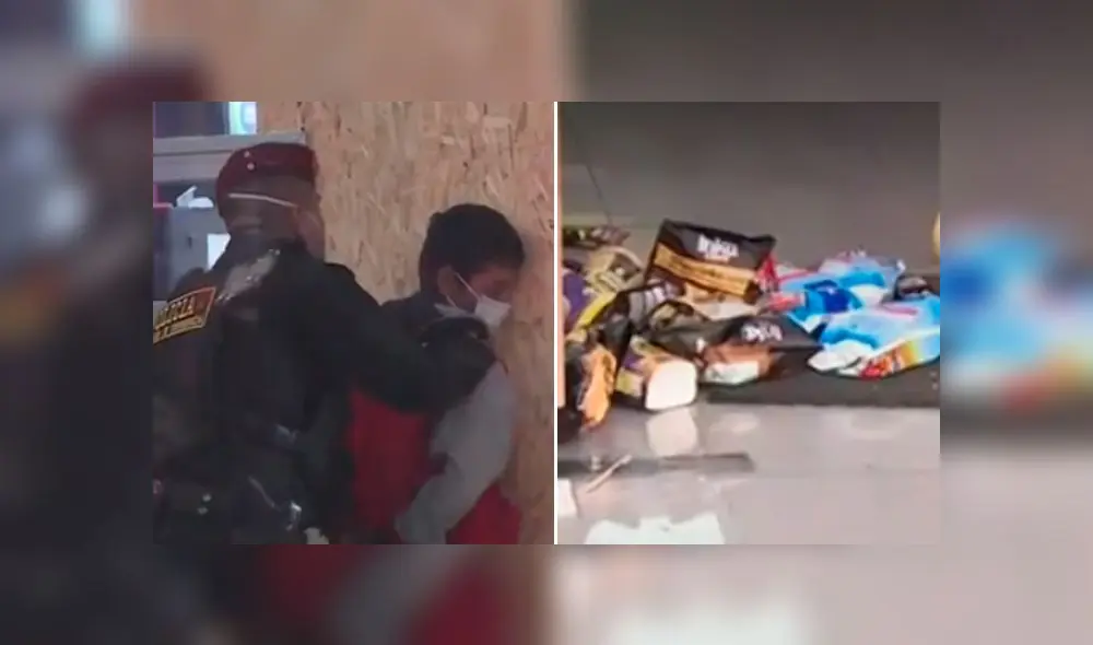 Policía brincó alimentación al joven. Foto: Captura/América TV. Policía brincó alimentación al joven. Foto: Captura/América TV.