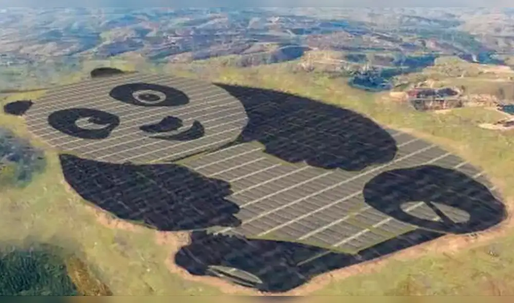 China construye planta de energía solar con forma de panda 