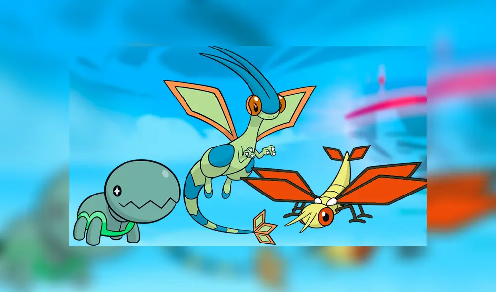 Trapinch, Vibraba y Flygon en su variante shiny en Pokémon GO.