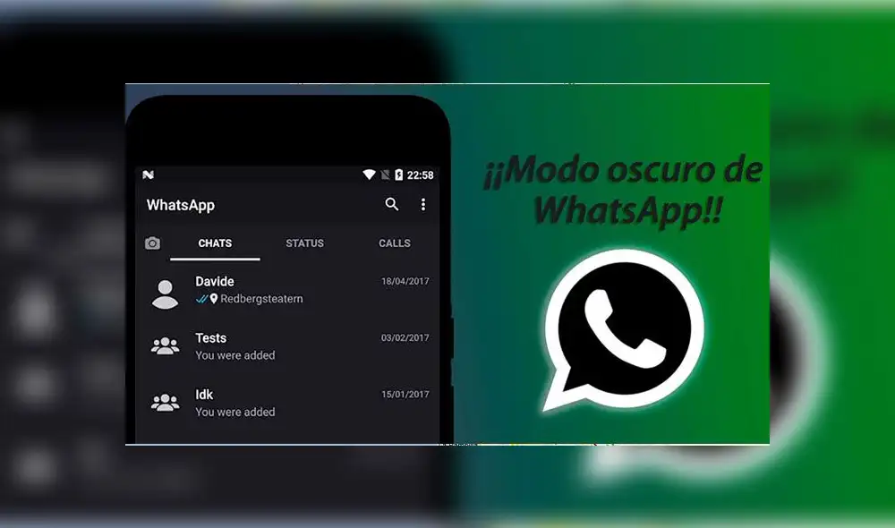 Se activó el 'modo oscuro' en WhatsApp.