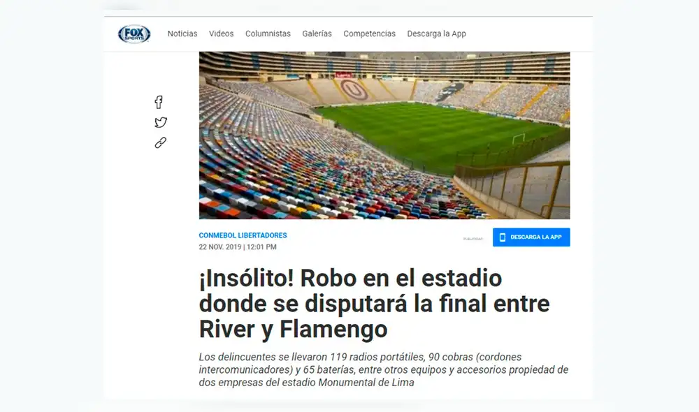 River vs Flamengo: prensa internacional informó sobre el robo en el estadio Monumental.