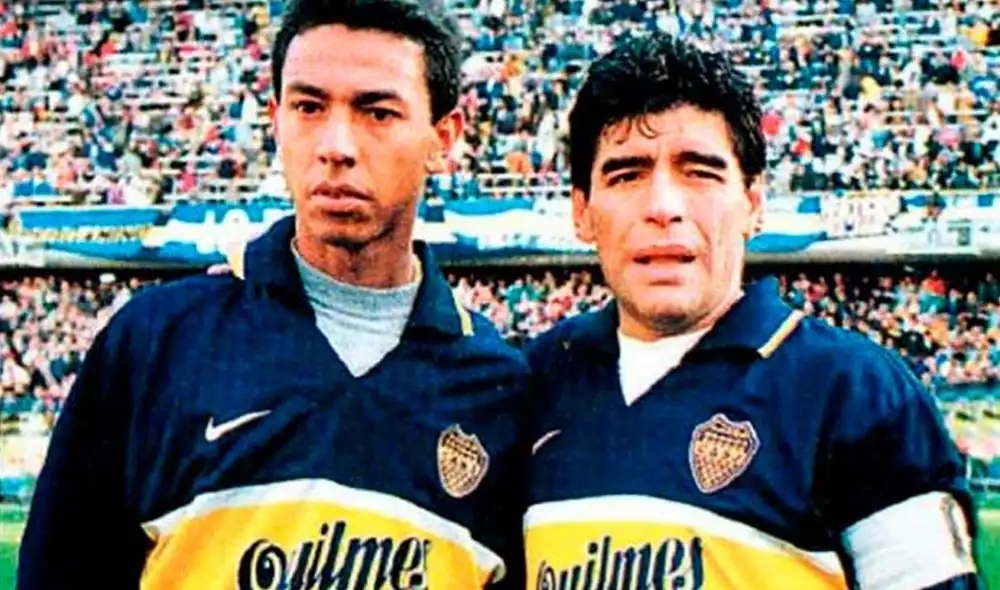 Maradona bautizó a Solano como el 'Maestrito'. Foto: Twitter de Solano